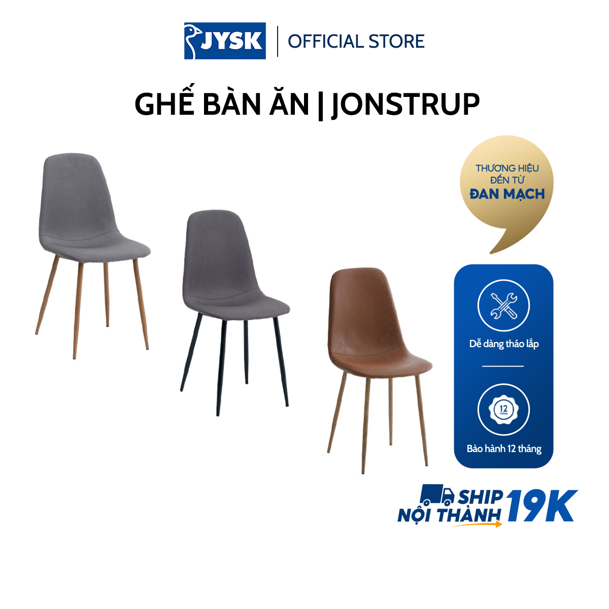 Ghế bàn ăn | JYSK Jonstrup | nhiều màu chân kim loại | 43x84x53cm