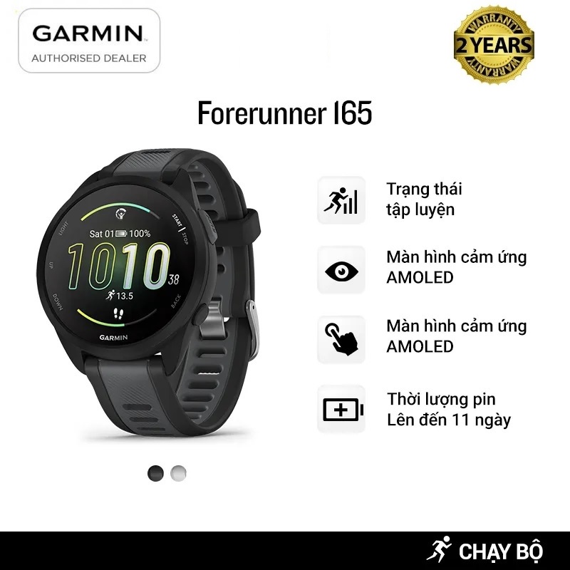 Đồng Hồ Thông Minh Garmin Forerunner 165 (Non-Music)/Forerunner 165 Music, GPS - Hàng Chính Hãng