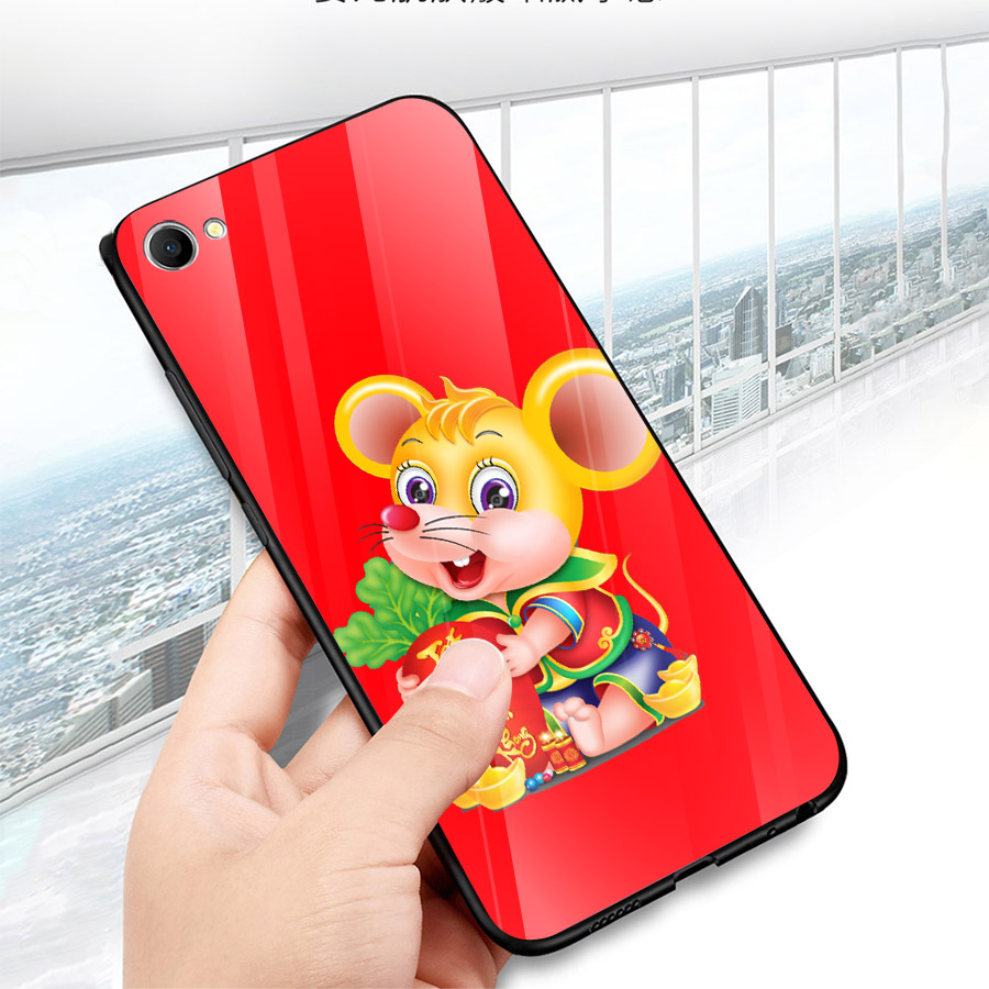 Ốp kính cường lực cho điện thoại Oppo F1S/A59 - Chuột ôm vàng 02 MS COV001