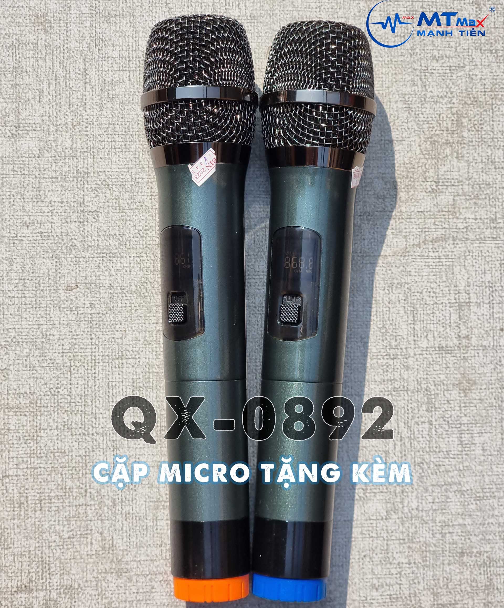 Loa kéo di động thùng gỗ QX - 0892 mini tặng kèm micro