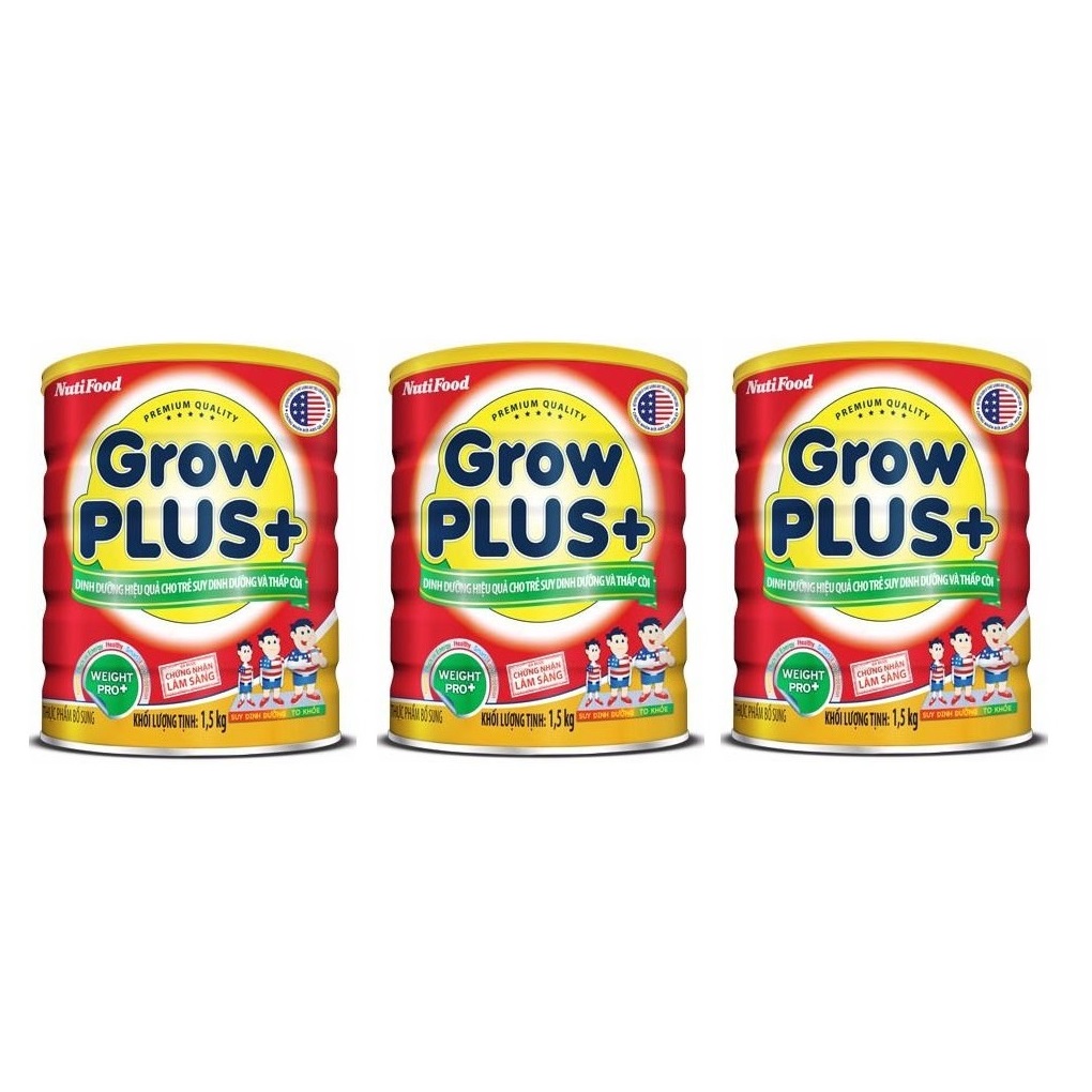 Bộ 3 Lon Sữa GrowPLUS+ Đỏ Cho Trẻ Suy Dinh Dưỡng Trên 1 Tuổi - 1.5kg