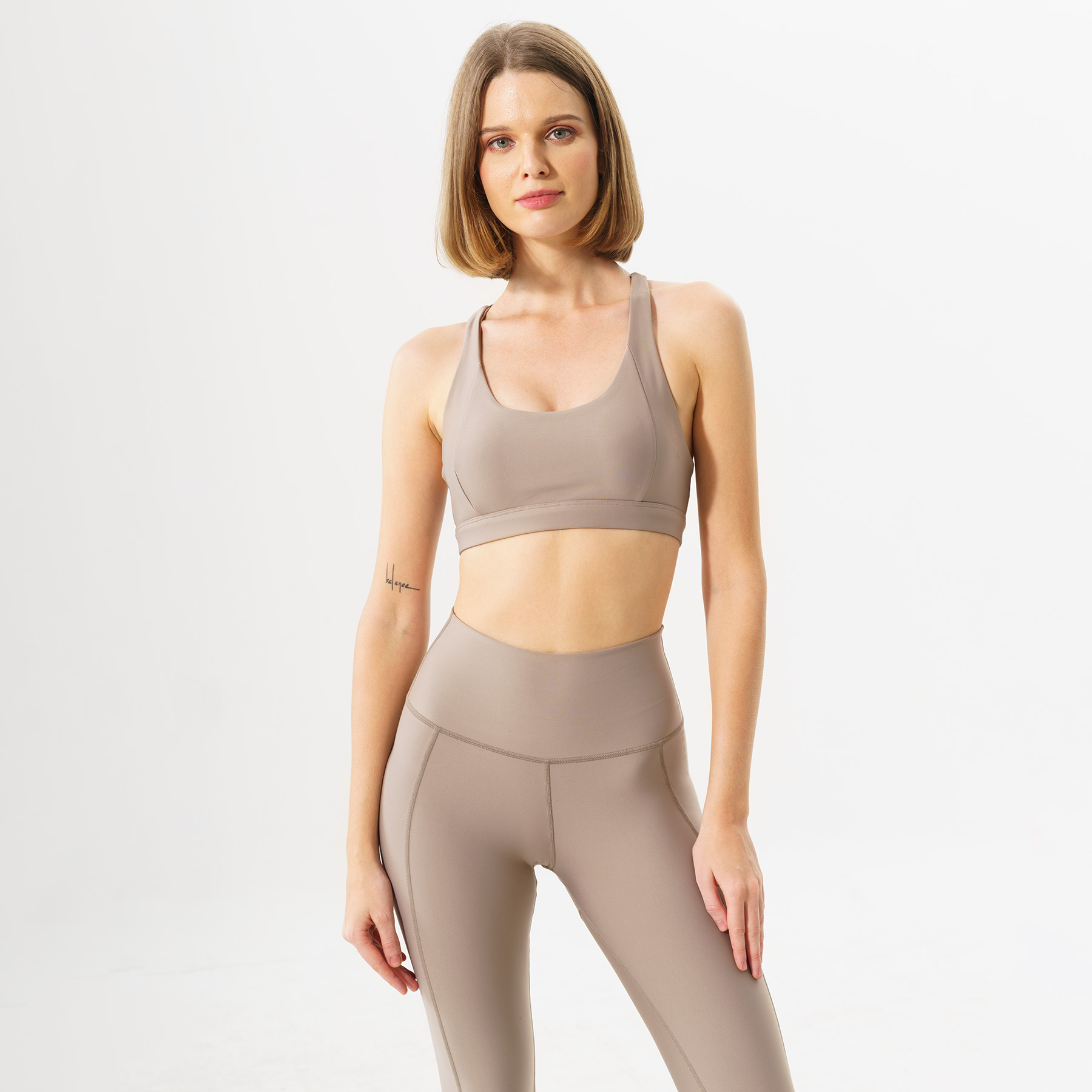 Set đồ tập Yoga Luxury Hibi Sports H130 [Illuminating + Olive] - Áo 4 dây đánh đôi - Kèm mút nâng ngực