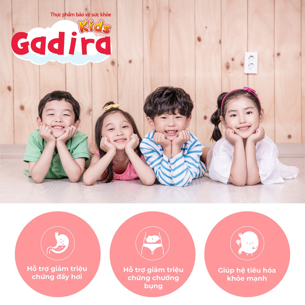 Viên Nhai SHINPOONG GADIRA KIDS Hương Dâu - Hỗ Trợ Giảm Triệu Chứng Đầy Hơi, Chướng Bụng (30 Viên)