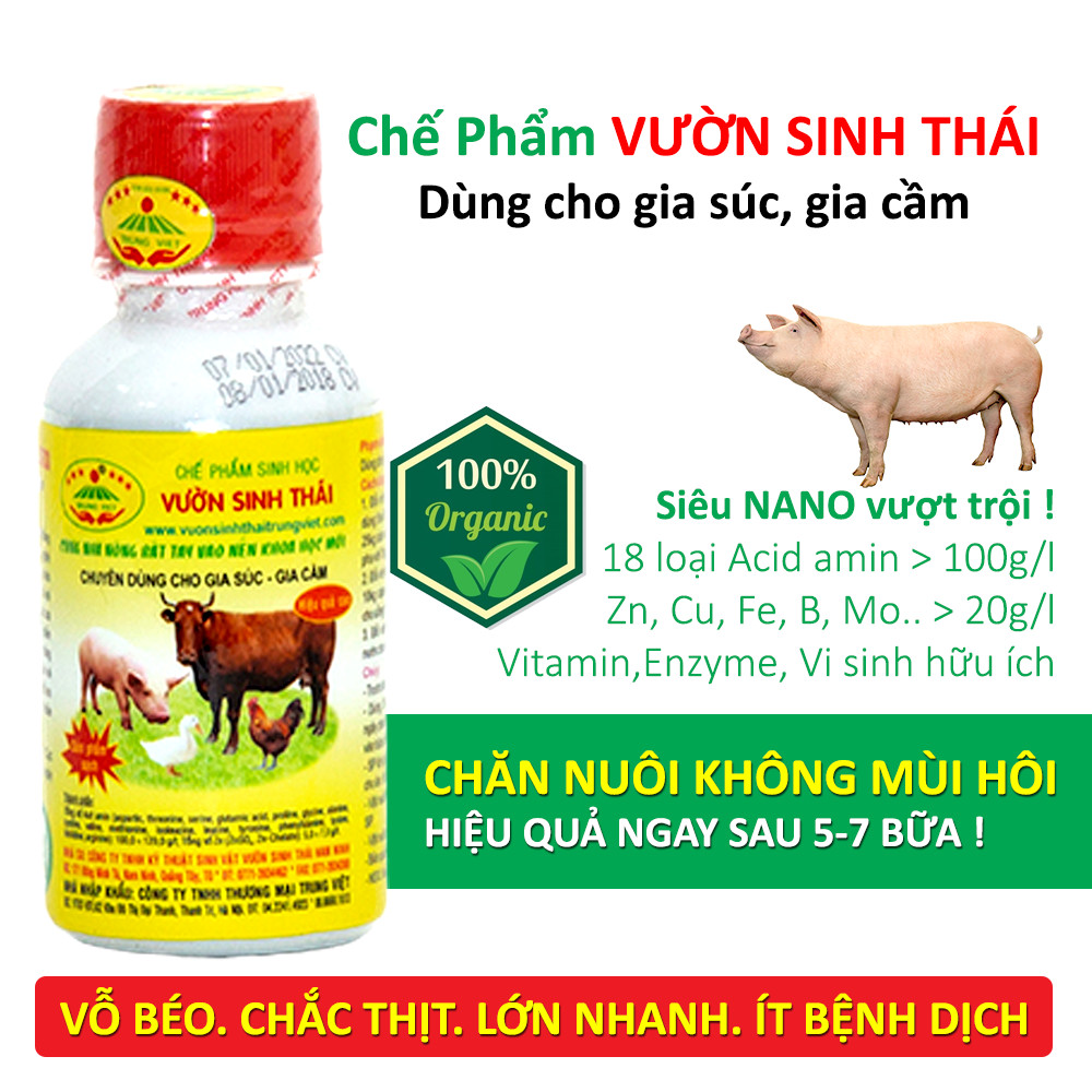 Chế phẩm sinh học VƯỜN SINH THÁI chăn nuôi Vỗ Béo không Mùi Hôi - Vật nuôi chắc thịt lớn nhanh ít bệnh dịch - Thức ăn bổ sung cho chó mèo lợn gà