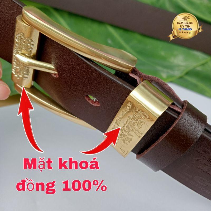 Thắt Lưng Nam Da Bò Đầu Khoá Đồng Đúc Cao Cấp BH 12 Tháng, Dây Da Bò Nguyên Tấm Đầu Khoá Đồng Đúc 100% Mẫu Ông Địa