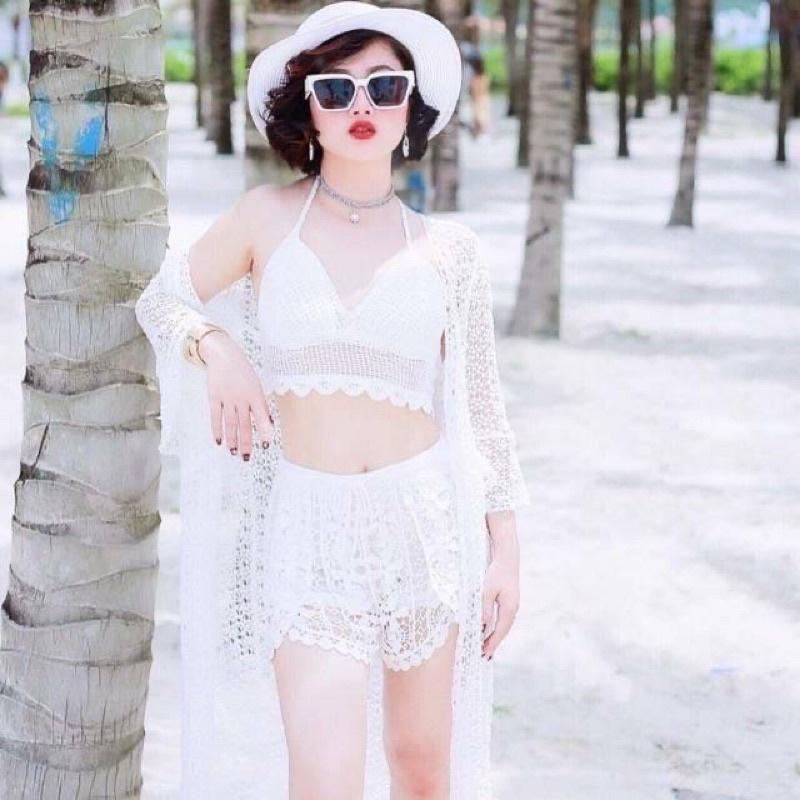 Khoác lưới đi biển dáng dài hạt