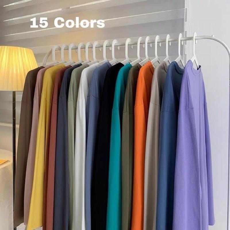 Áo thun Trơn 7 màu cơ bản dể phối đồ dài tay form rộng Áo phông nhiều màu unisex đơn giản mặc phối bên trong siêu chất