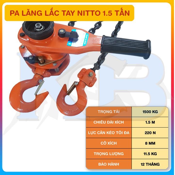 Palang xích lắc tay Nitto 1.5t 1.5m