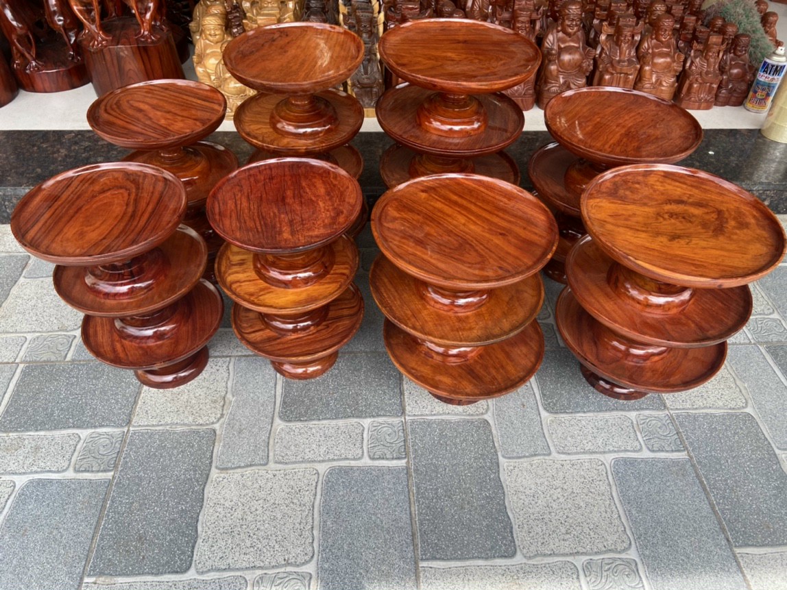 Mâm bồng thờ cúng bằng gỗ hương,đĩa đựng trái cây bàn thờ ngang 20-25-30-35 cm