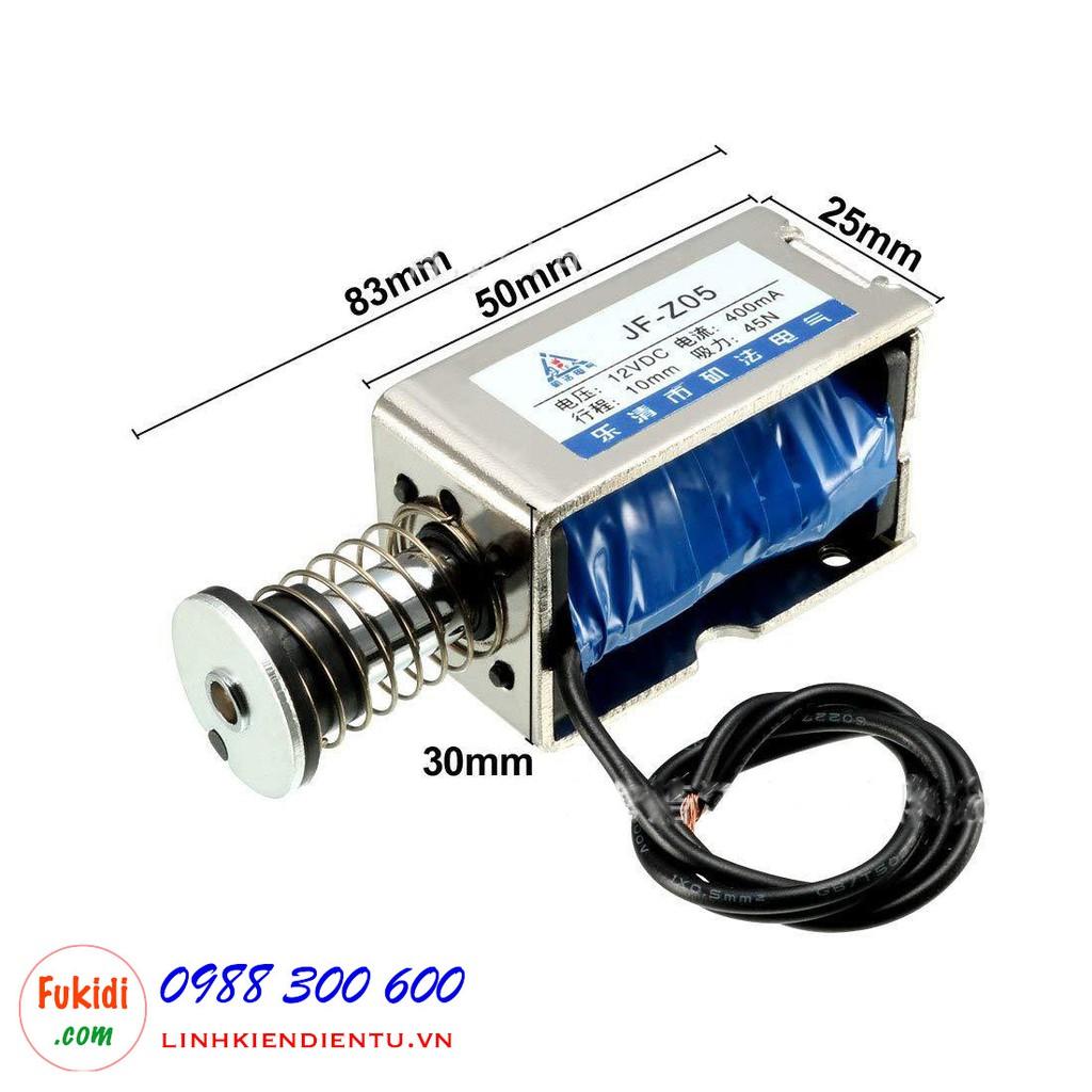 Chốt điện tử, chốt nam châm điện 12V 400mA lực kéo 45N - JF-Z05