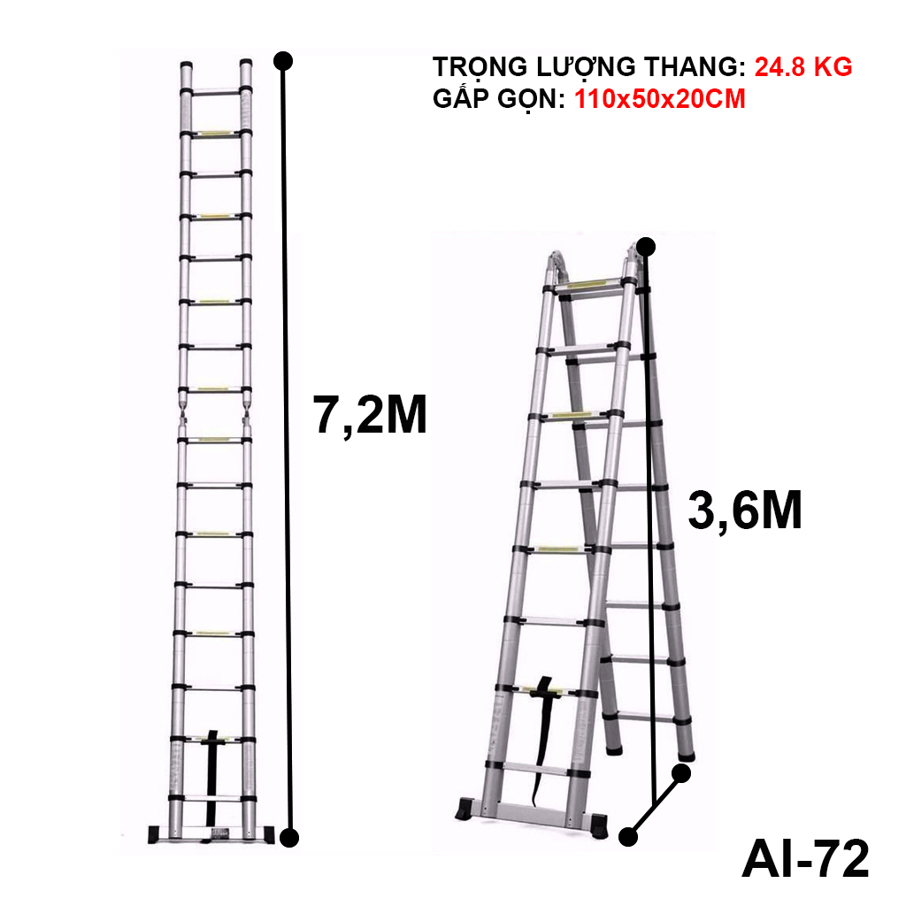 Thang Nhôm Rút Đa Năng 7.2 Mét - AI72