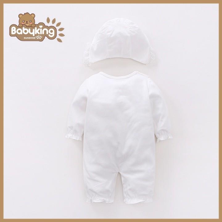 BodySuit,áo liền quần dễ thương dài tay cho bé gái màu trắng cá tính (348),cotton 100%, thương hiệu Aiueo Nhật Bản