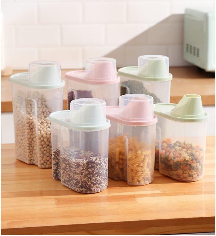Bình đựng hạt ngũ cốc có nắp 2.5 lít tiện dụng, hộp đựng thực phẩm khô kín hơi chống ẩm kèm cốc đong
