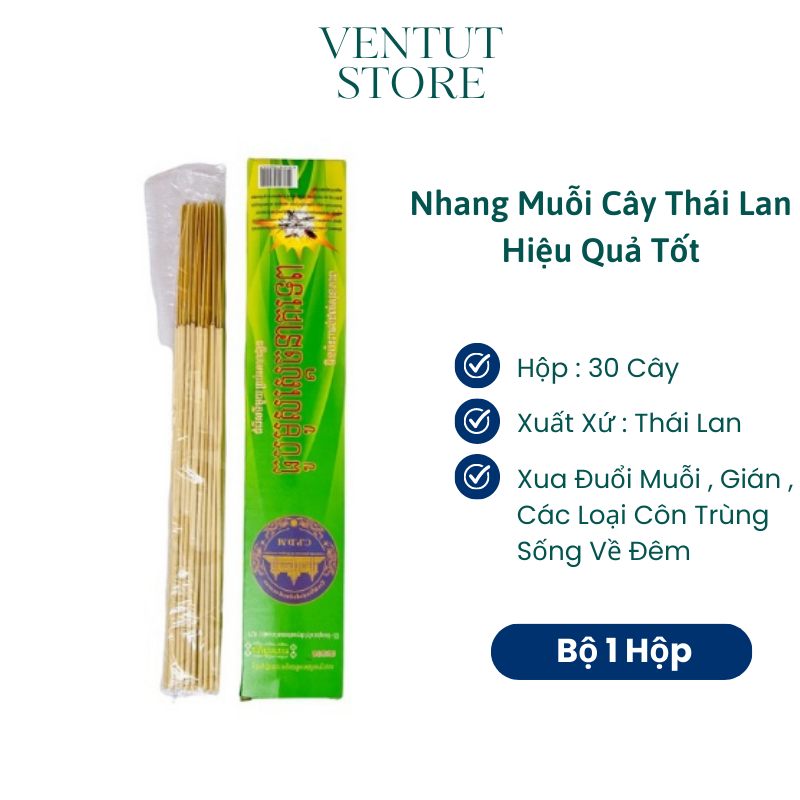 Nhang đuổi muỗi Thái Lan hộp 30 cây
