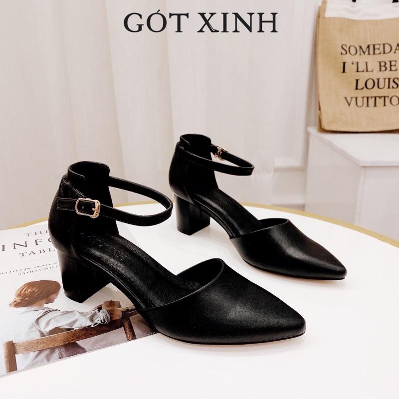 Giày cao gót GÓT XINH G6 da mềm gót vuông cao 5cm