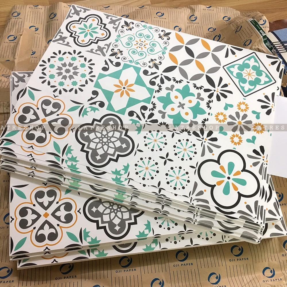 Decal dán kính bếp tường dán nhà tắm decor chịu nhiệt dễ lau chùi đề can loại 1 - Mint Khổ 45x60cm 0030