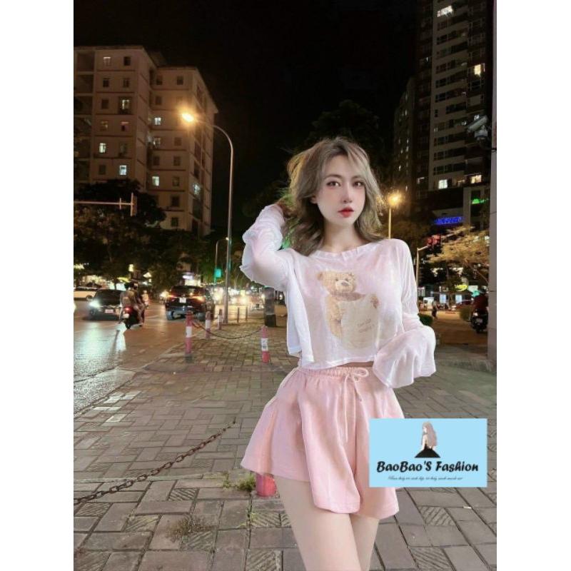 Set gấu hồng phong cách lolita