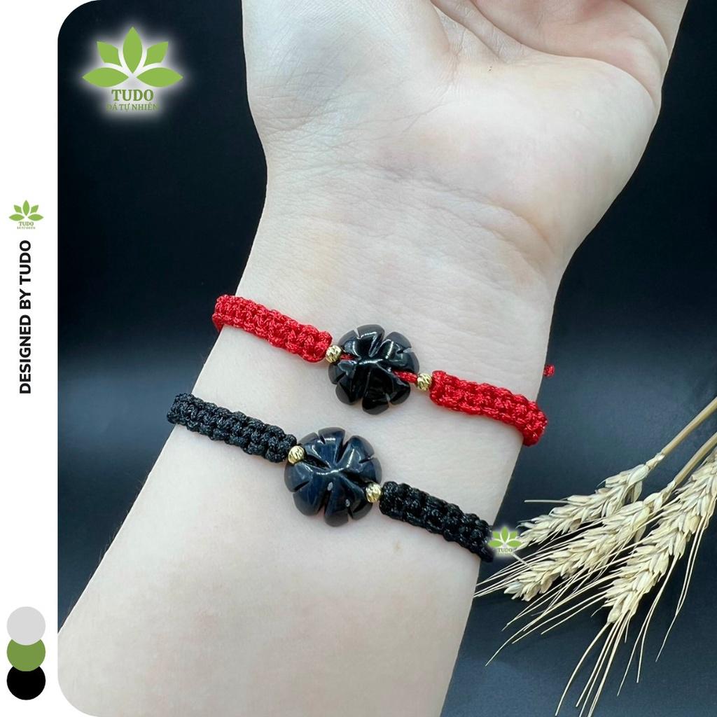 Vòng Tay Nữ Đẹp - Vòng Phong Thủy Đủ Mệnh TUDO AU10K Cỏ 4 Lá Tết Dây Handmade B51K400K300