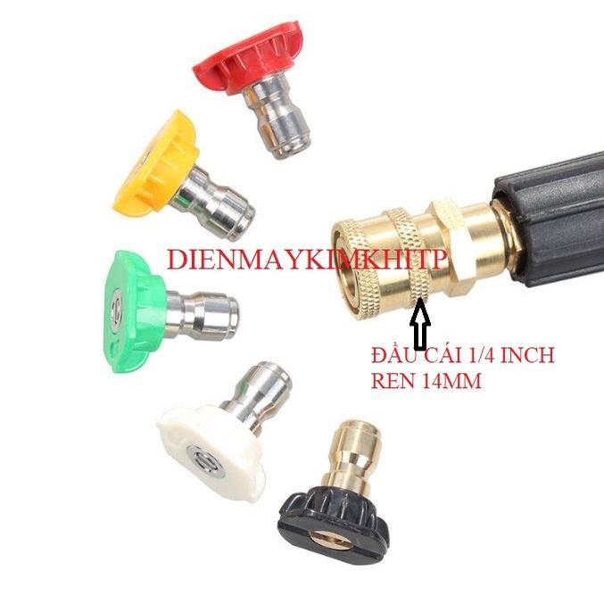 Béc phun gắn súng xịt rửa xe áp lực cao 15,25,40 độ Ren nối nhanh 1/4 inch béc xịt