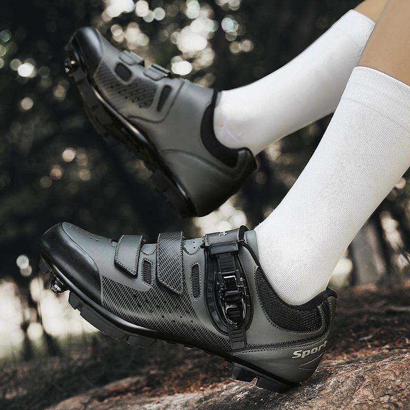 Giày đi xe đạp đi xe đạp leo núi chuyên nghiệp MTB Cleat SPD Giày SPD ngoài trời tự khóa kích thước lớn 48 Sneaker xe đạp đua xe đạp nam Color: Black Shoe Size: 5