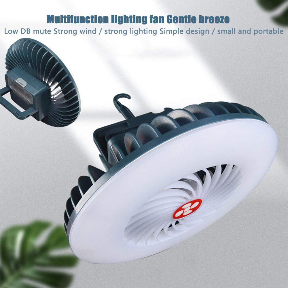 Quạt lều đa chức năng Đèn cắm trại có thể sạc lại Quạt sạc di động Đèn chiếu sáng khẩn cấp ngoài trời Công cụ chiếu sáng khẩn cấp