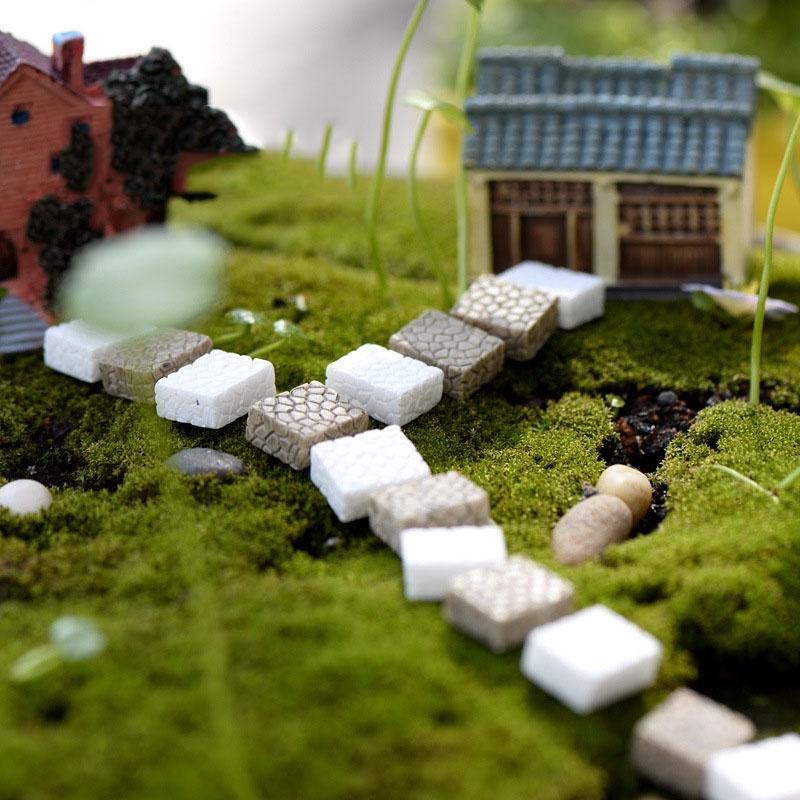 Mô hình tiểu cảnh ️ Viên gạch giả làm lối đi tiểu cảnh, sân vườn, terrarium, sen đá