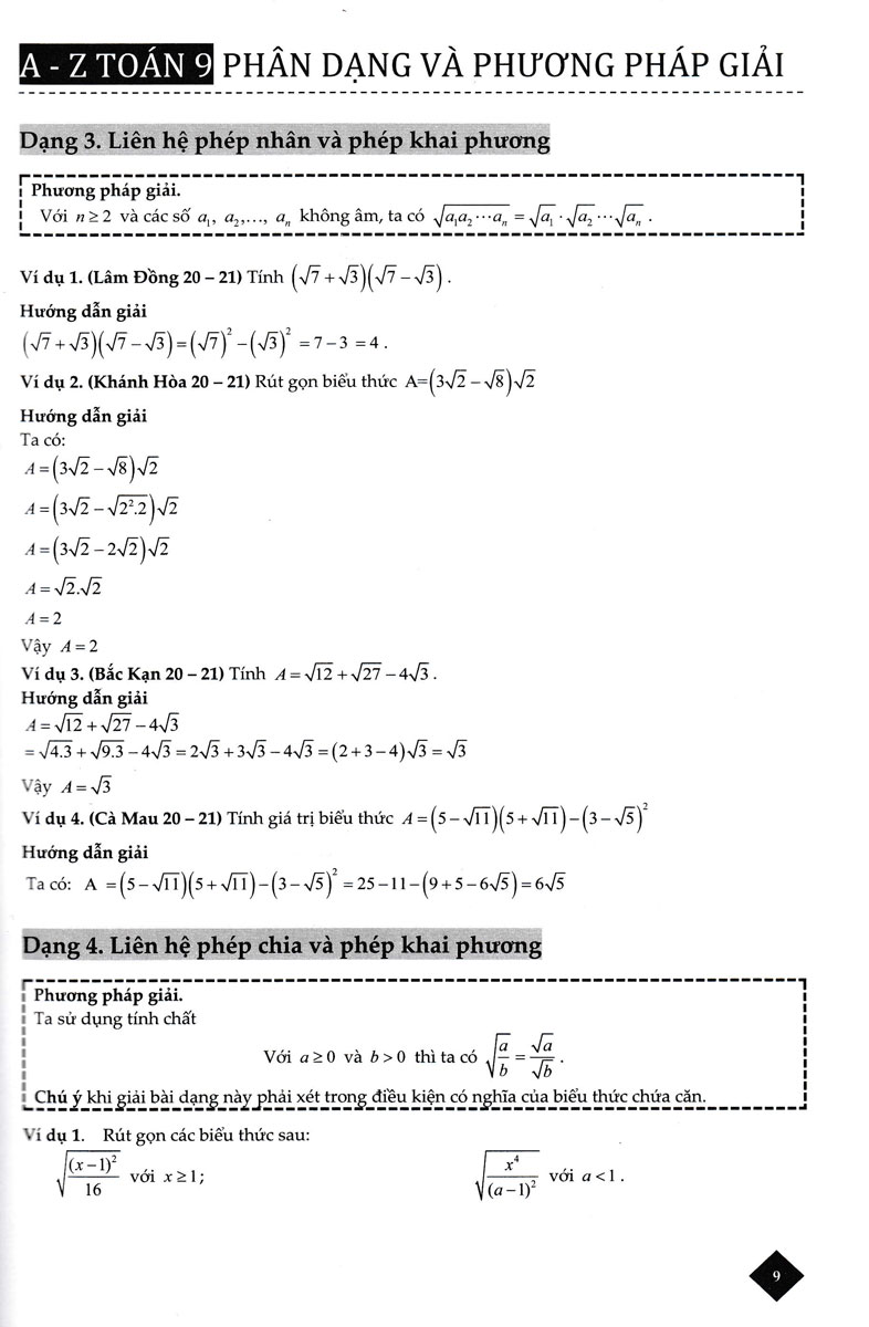 A-&gt;Z TOÁN 9 - PHÂN LOẠI VÀ PHƯƠNG PHÁP GIẢI THEO CHỦ ĐỀ ÔN THI TUYỂN SINH_TCD