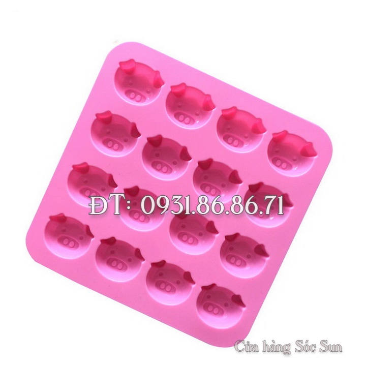 Khuôn silicon 16 mặt heo con – Mã số 1087