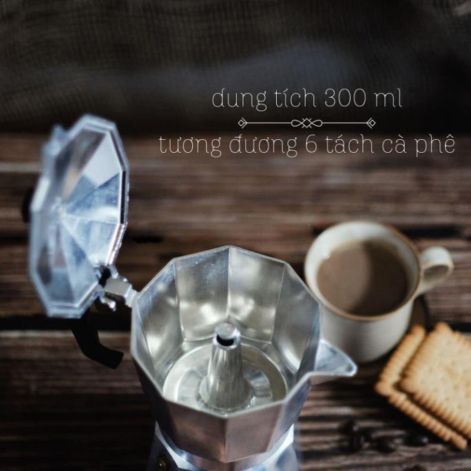 Bình pha cà phê Moka kiểu Ý 300ml bằng Nhôm cao cấp