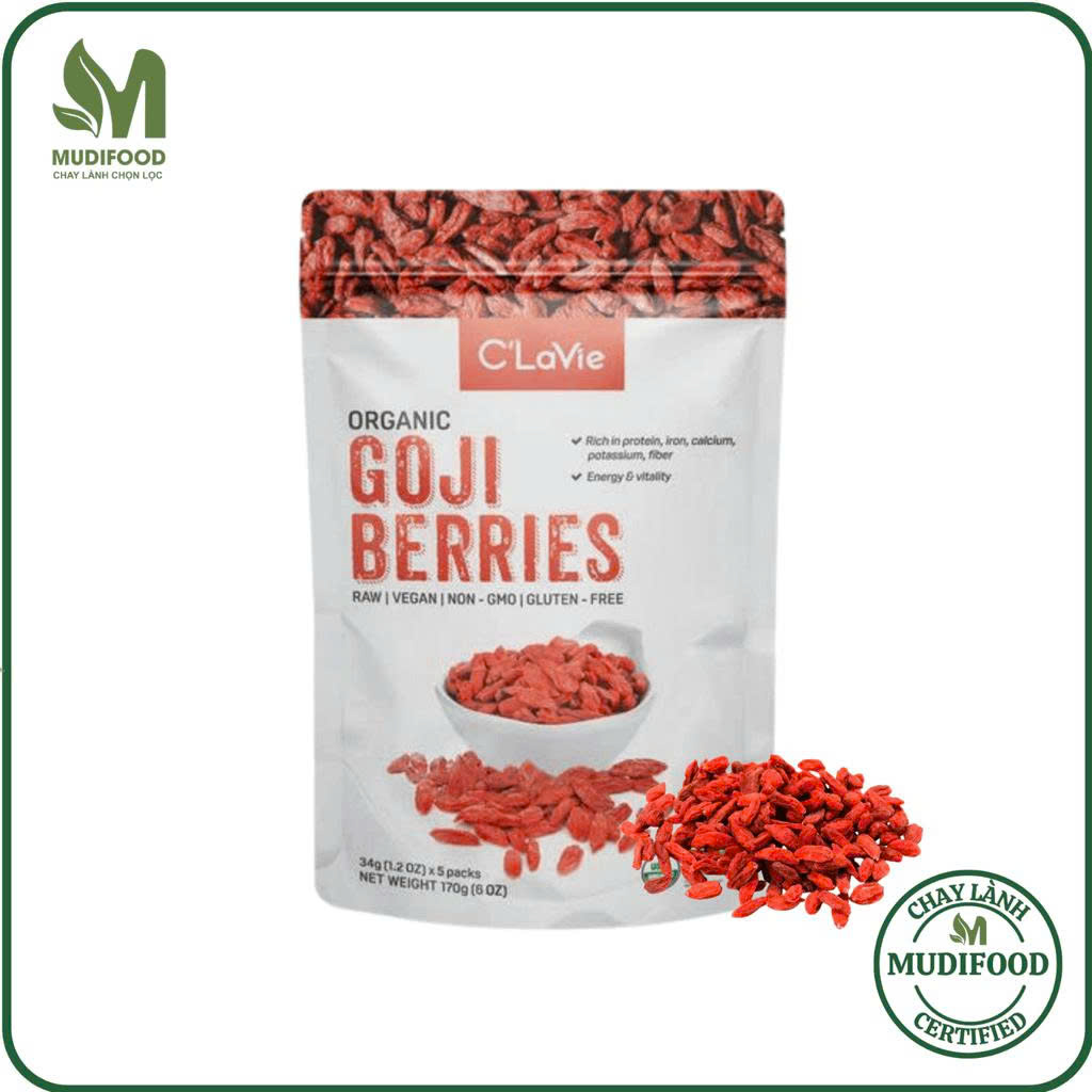 Kỷ Tử Hữu Cơ C'LaVie 170g - Dinh Dưỡng Cho Mẹ Bầu, Người Già, Giúp Dễ Ngủ, Pha Trà, Nấu Chè, Hạt Kỷ Tử To Đỏ
