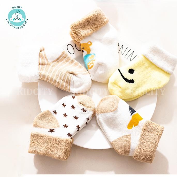 Set 5 Đôi Tất Cho Bé - Tất Trẻ Em Chất Cotton Họa Tiết Đáng Yêu