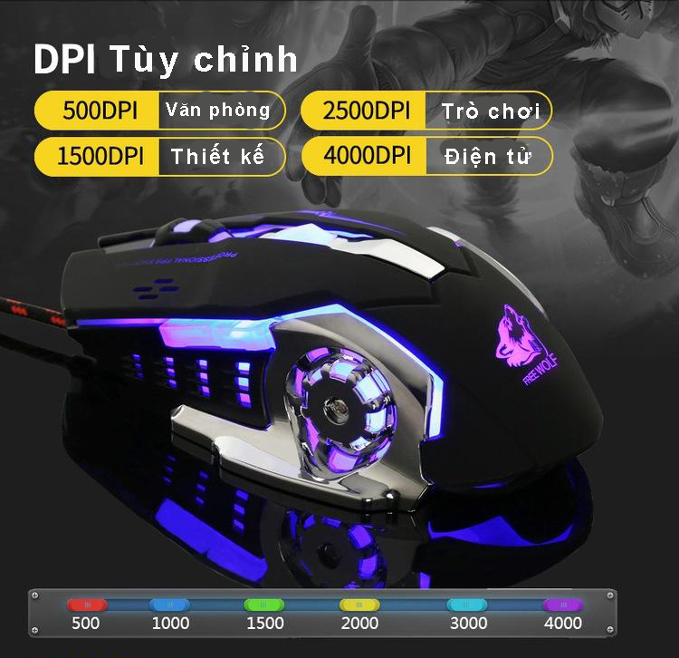 ZIYOU LANG V5 Chuột Gaming Có Dây LED 7 màu cực đẹp chuyên game, dây siêu bền, chỉnh được DPI - Hàng Chính Hãng