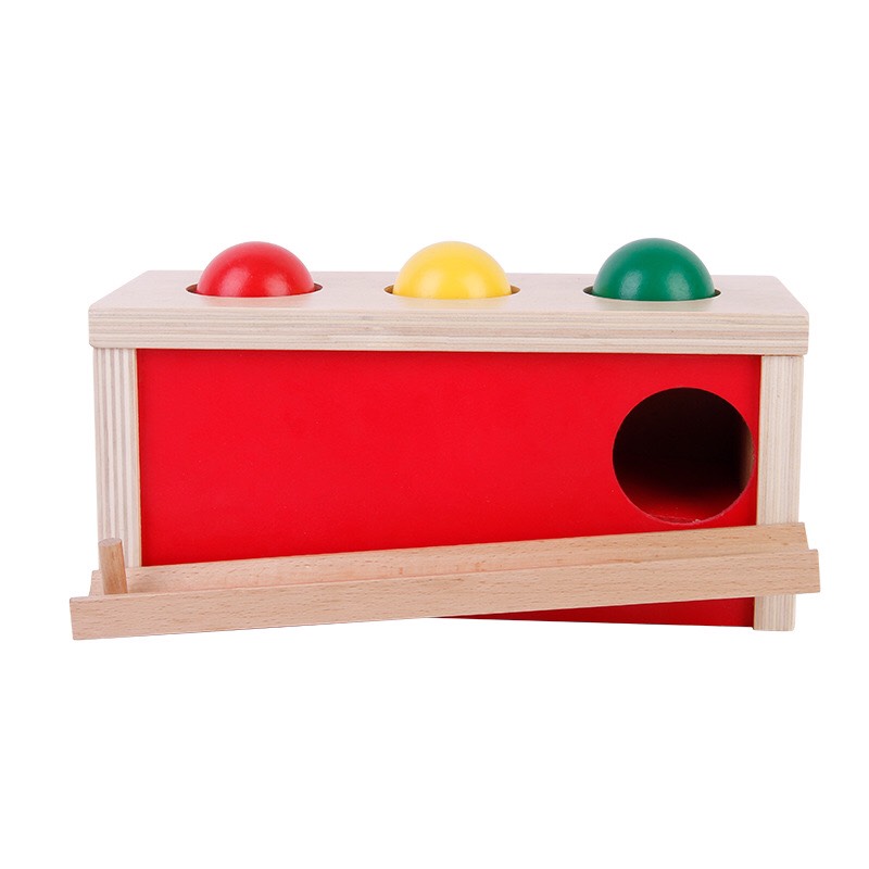 Đồ chơi gỗ phát triển giác quan Montessori cho bé 1-3 tuổi: Hộp ấn bóng