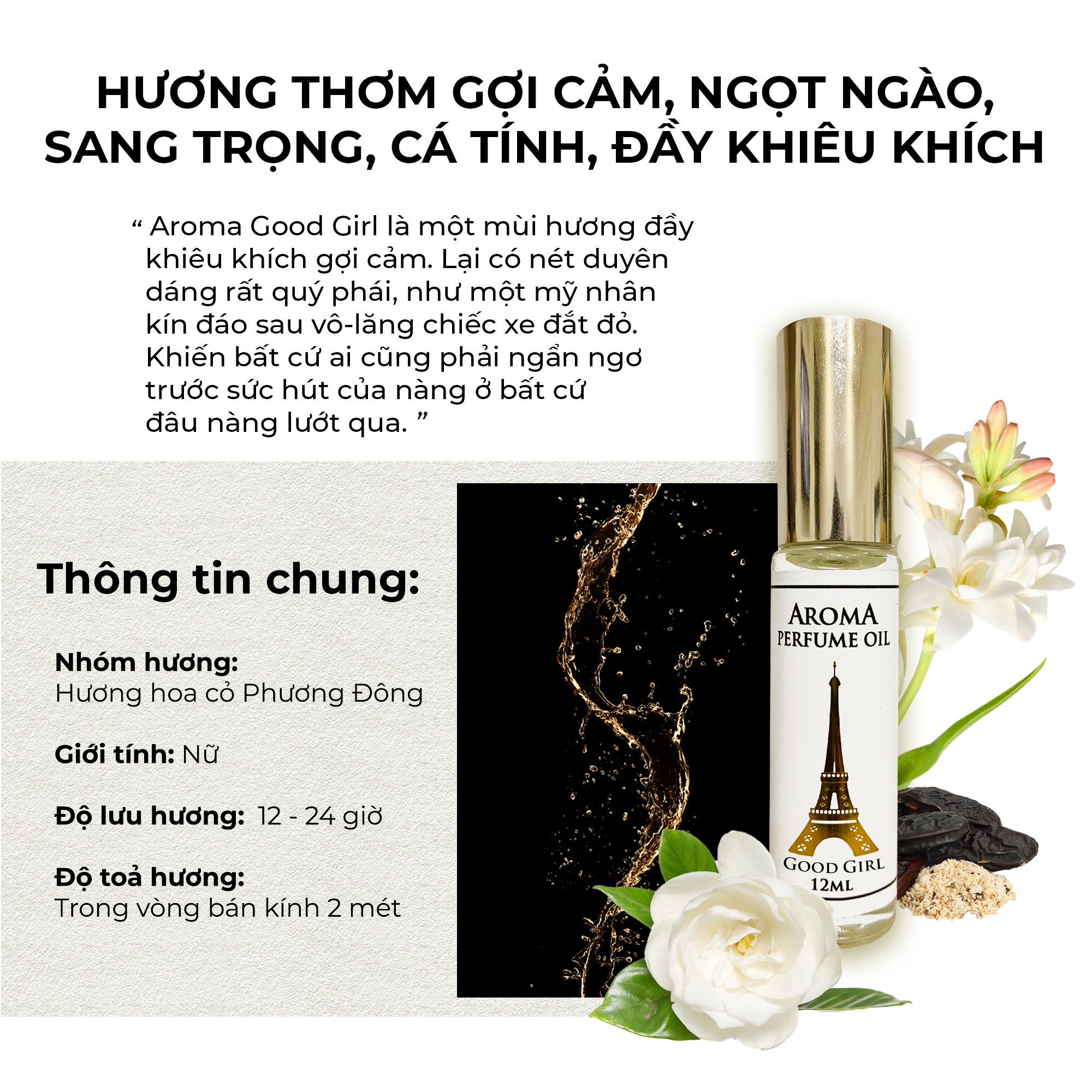 Aroma Good Girl – Tinh Dầu Nước Hoa Pháp Dạng Lăn 12ml