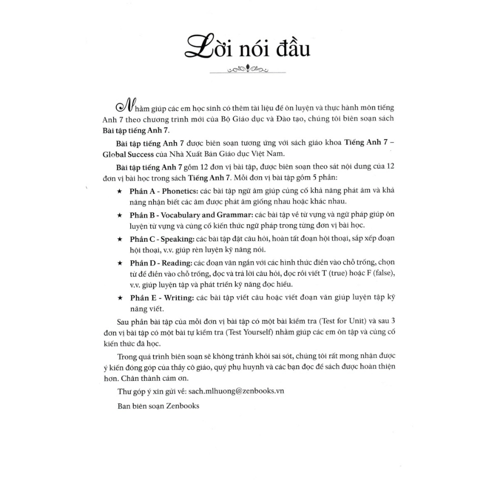Sách - Bài Tập Tiếng Anh Lớp 7 - Có Đáp Án - BT