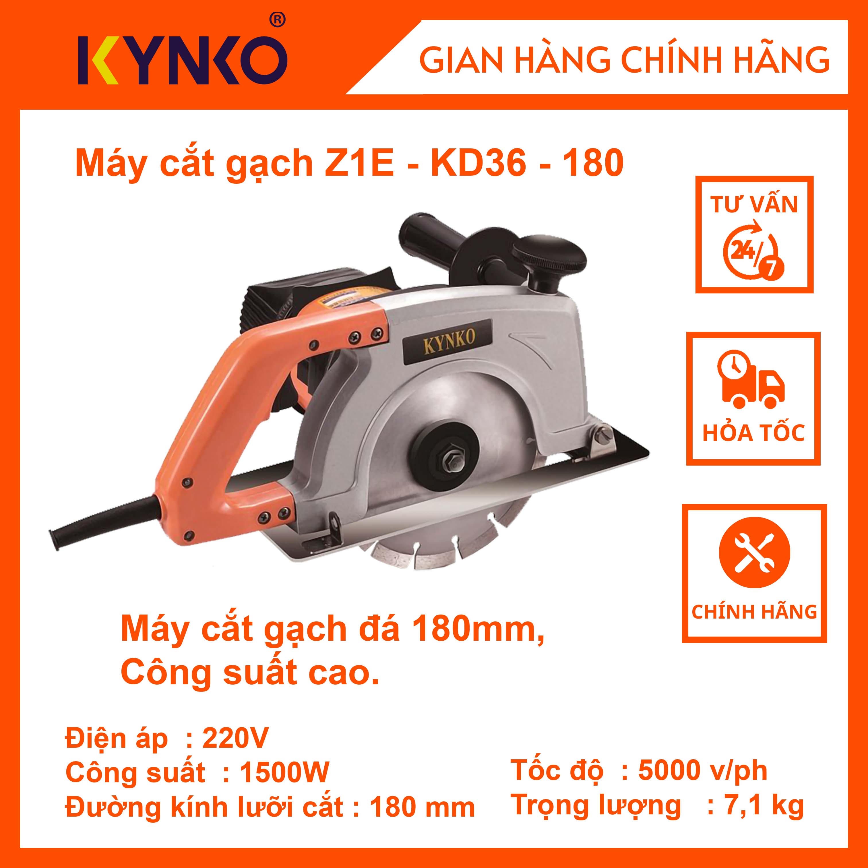 Máy cắt gạch cầm tay chính hãng Kynko Z1E-KD36-180 #6361