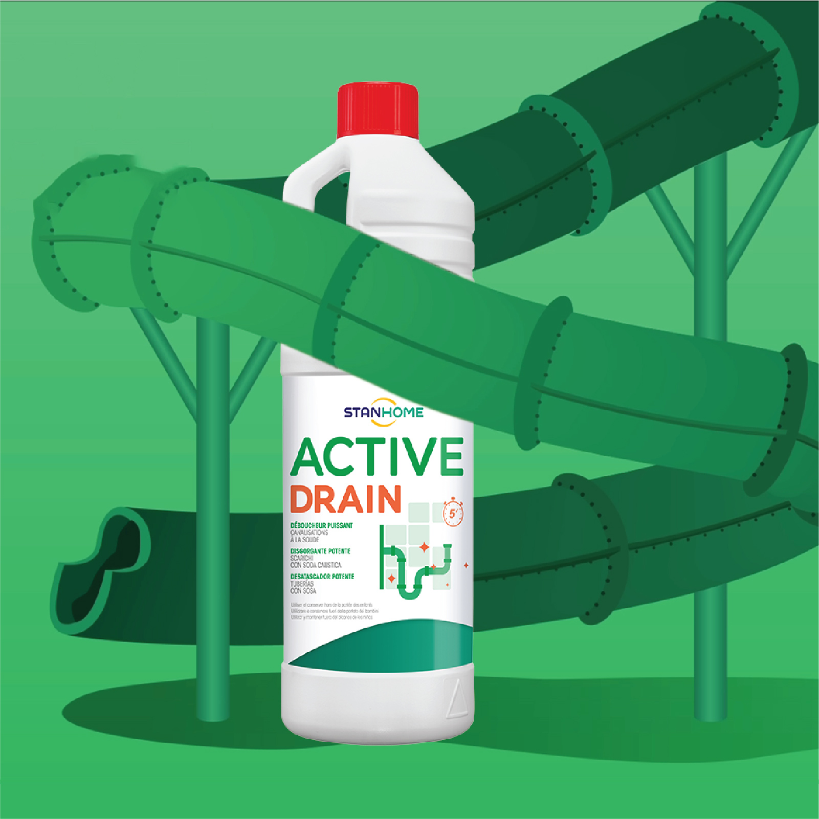 Dung dịch thông tắc đường ống Stanhome Active Drain 1000ml