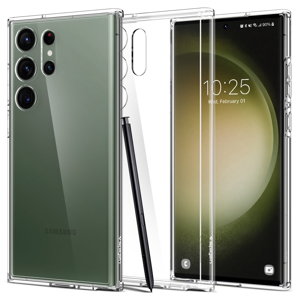 ỐP LƯNG dành cho SAMSUNG GALAXY SPIGEN S23 ULTRA ULTRA HYBRID MỎNG NHẸ Khung viền PU cao cấp - Hàng chính hãng