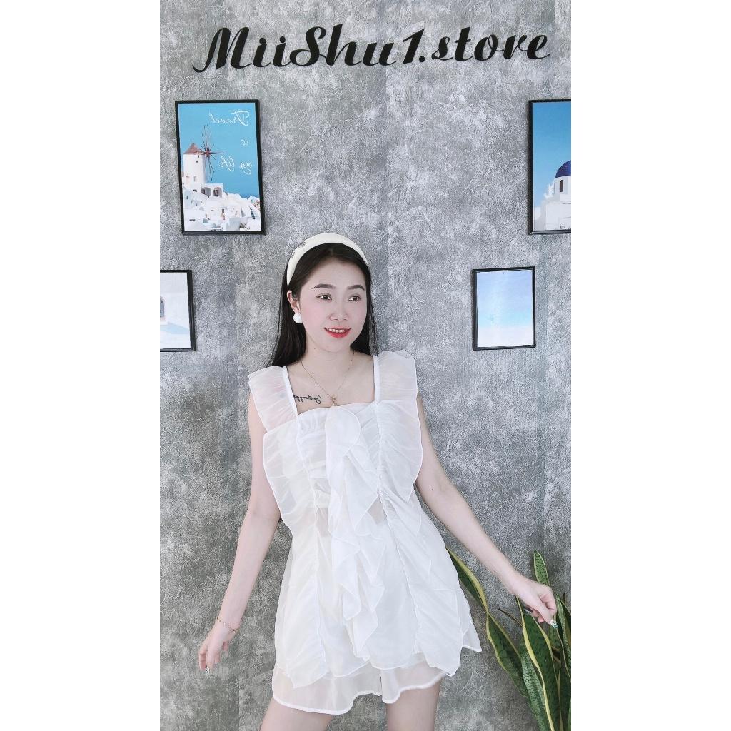 Set Bộ Tơ Ánh Kim Áo Dây Cánh Tiên Bèo Thân + Quần Short Đùi