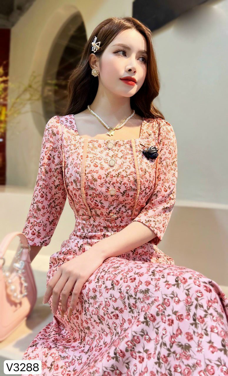 Đầmhoa xòe phom A