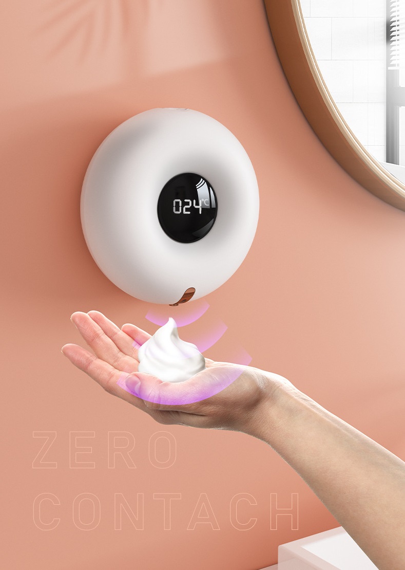 Máy tạo bọt rửa tay cảm ứng tự động hiển thị nhiệt độ phòng