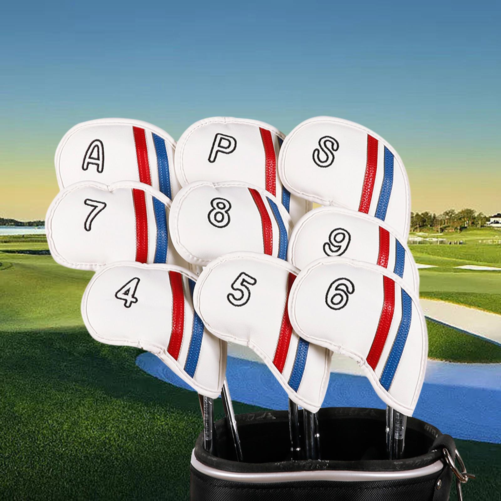 9 Pieces Golf Iron Head Covers Waterproof 4,5,6,7,8,9,A,P,S Golf Club Covers