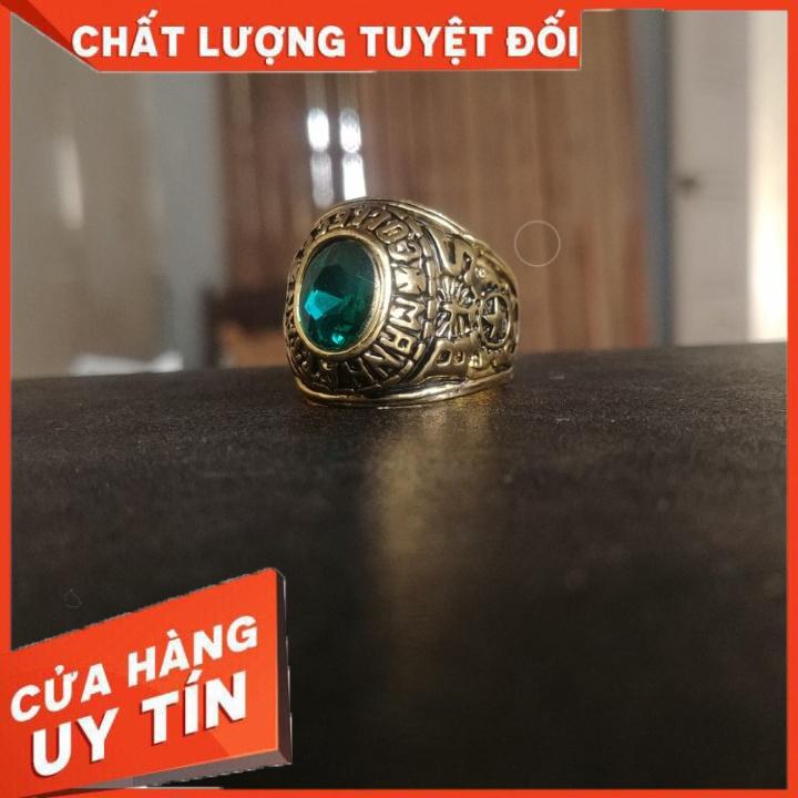 Nhẫn Nam Quân Đội Đá Xanh Đẹp Cao Cấp Ảnh Thật - Nhẫn Chất liệu Titan Không Gỉ - Elas Ring