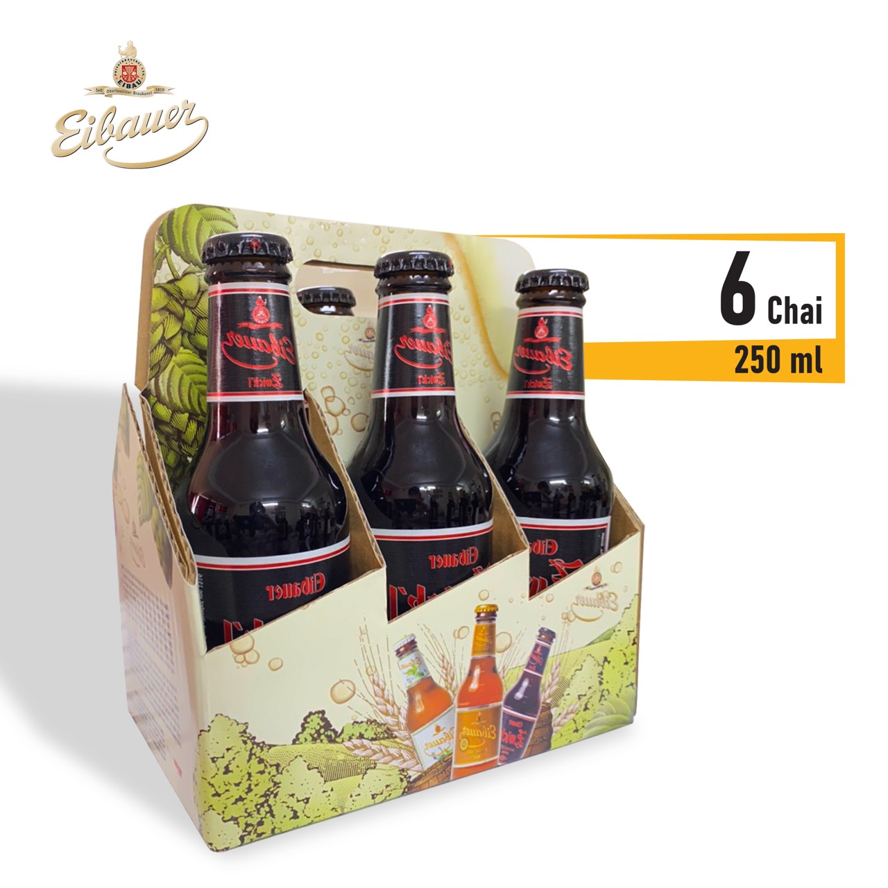 Combo Lốc 6 Chai Bia Đức Thầy Tu EIBAUER ZWICK'L DUNKEL 250ml/chai