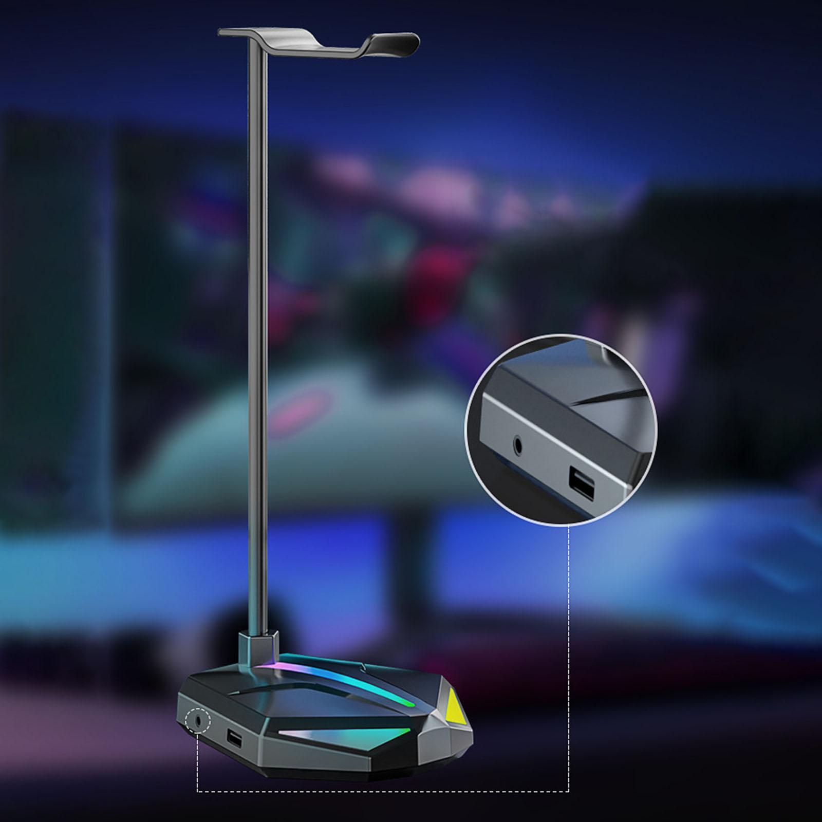 RGB Headphones Stand with USB Hub Headset Stand Display Bracket Headset Holder for Table