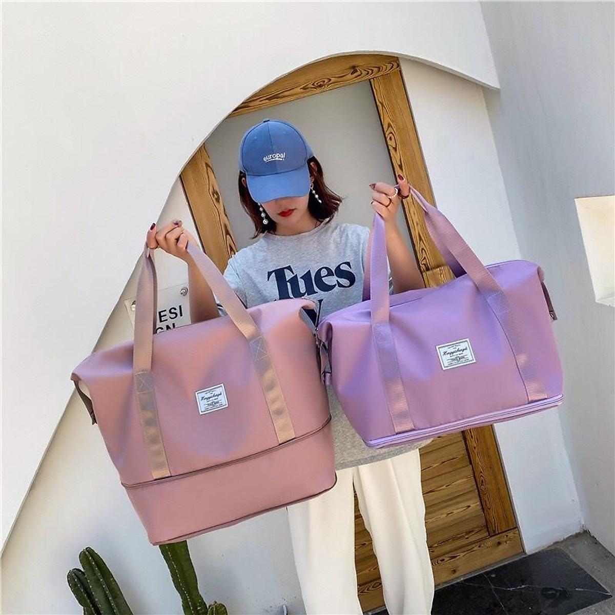 Túi xách du lịch gấp gọn 2 tầng size đại nới đáy chất vải dù chống nước tiện lợi bền đẹp quai đeo chắc chắn đa năng