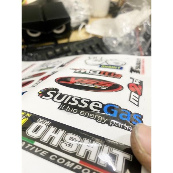 Set 12 sticker trang trí dán xe, laptop, điện thoại, mũ bảo hiểm. Loại tem nổi mặt nhựa dẻo chống phai màu