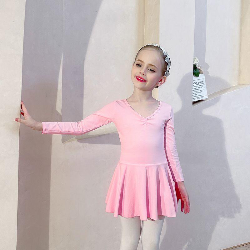 Đầm múa ballet liền thân màu hồng - Tay dài