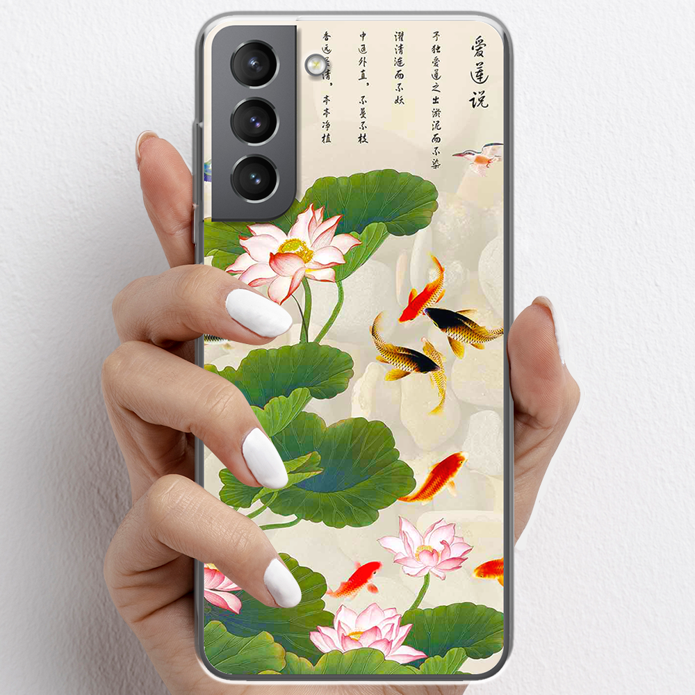 Ốp lưng cho Samsung Galaxy S21, S21+, Galaxy S21 FE nhựa TPU mẫu Hoa sen cá