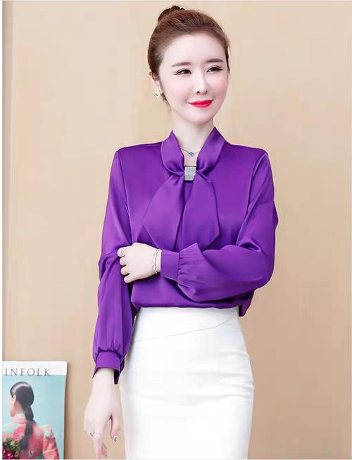 Áo Sơ Mi Nữ Áo Nữ Áo Kiểu Áo Cổ Nơ Kết Cườm - H564